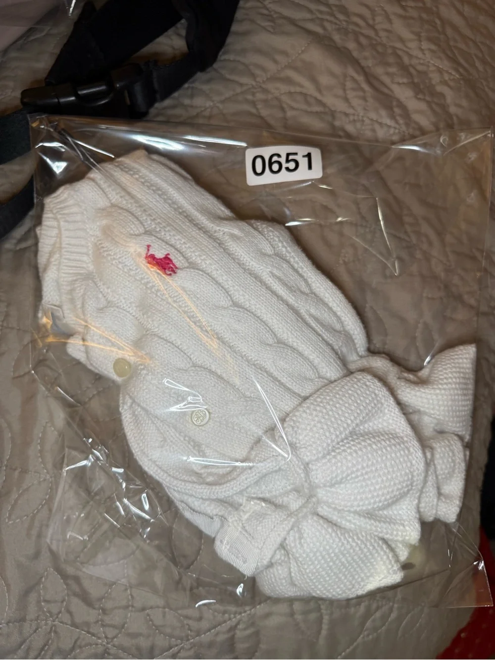 Ralph Lauren Cream Cable Knit Button-Up Cardigan with Pink Pony